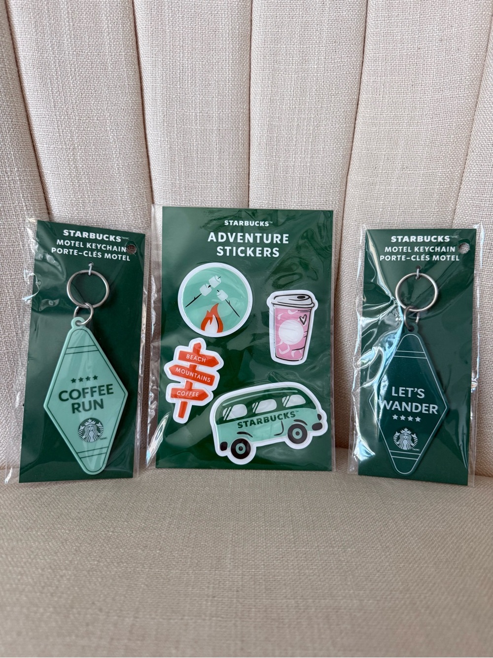 NEW Starbucks MOTEL keychain STICKERS bus road trip coffee STOCKING STUFFERS